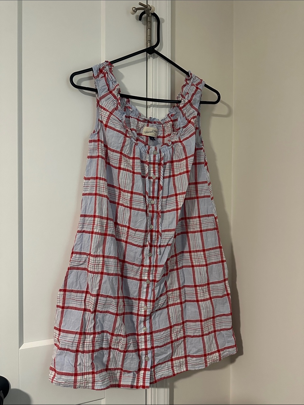 Universal Thread Red & White Plaid Button-Front Dress